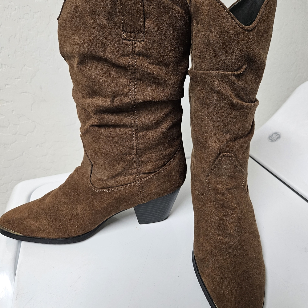 Brown Suede Cowboy Boots - Picture 2 of 7